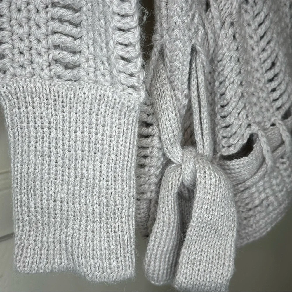 BCBG Alpaca Open Knit Tunic Sweater, Grey - Size XS.